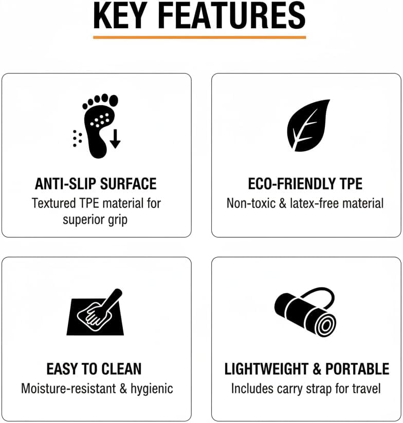 Foldable Portable Yoga Mat – Non-Slip Fitness & Exercise Mat for Home, Gym, or Outdoor Training – Multiple Thickness Options