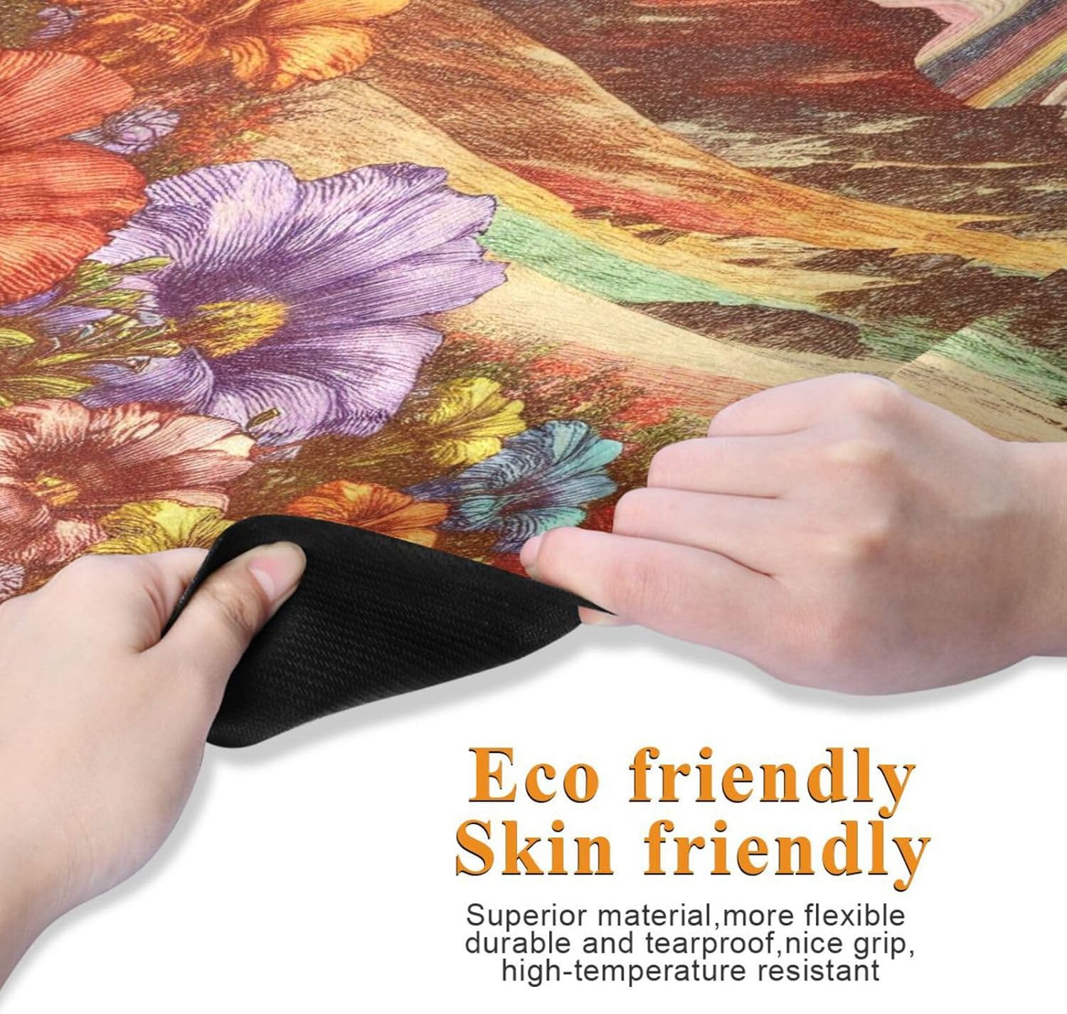 Foldable Travel Yoga Mat | Portable Non-Slip Exercise Mat with Colorful Mountain & Floral DesignCompact, Durable, and Comfortable